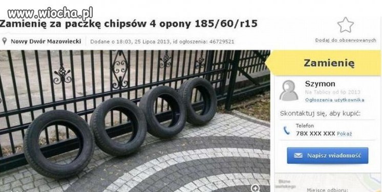 Zamienię opony za paczkę chipsów hahaha