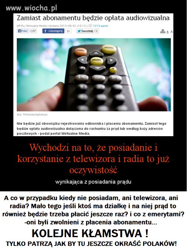 Zamiast abonamentu opłata audiowizualna 
