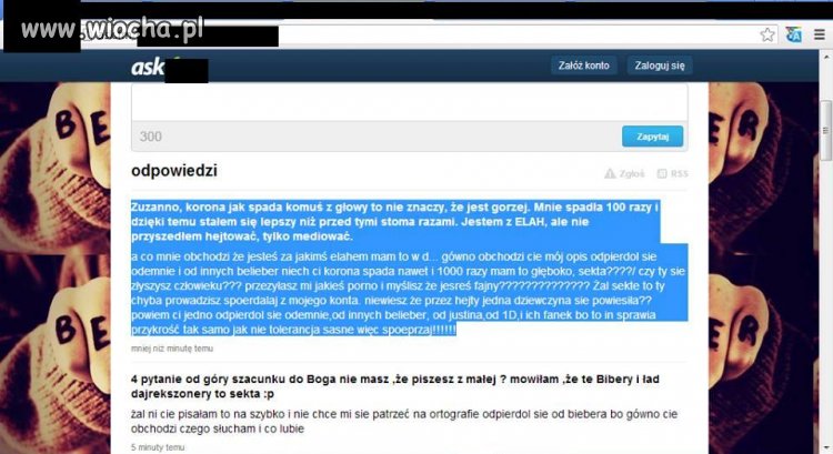 Typowe odpowiedzi psychicznych fanek piosenkarza