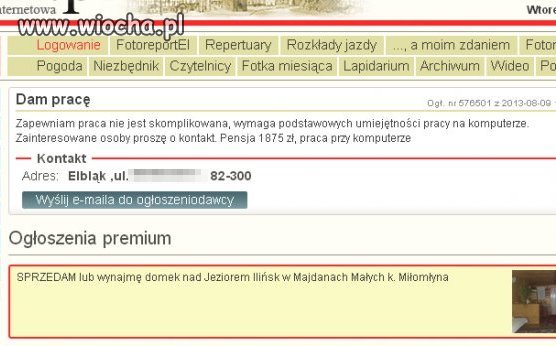 Zatrudnię do pracy w ElbląKu