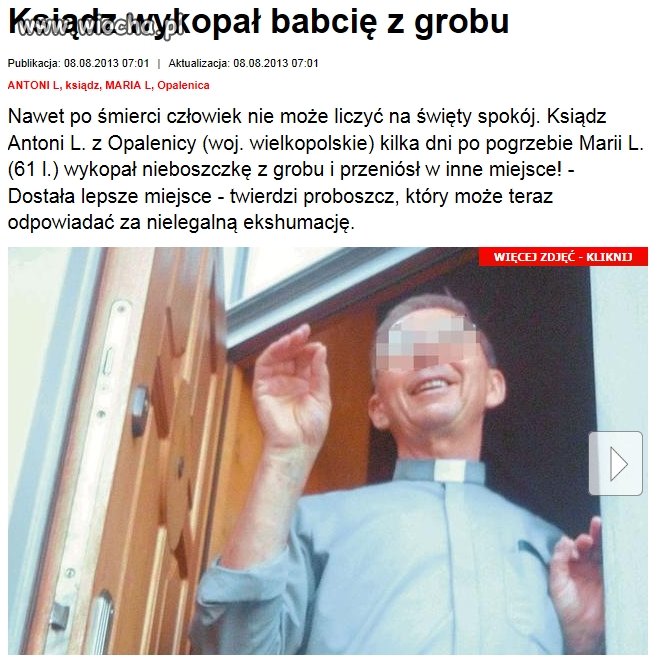 Ksiądz  wykopał babcię