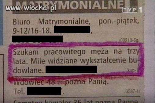 Szukam męża na 3 lata