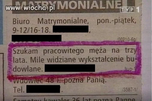 Szukam męża na 3 lata