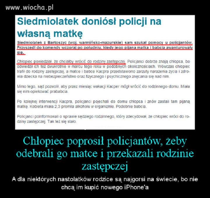 Siedmiolatek doniósł policji na własną matkę