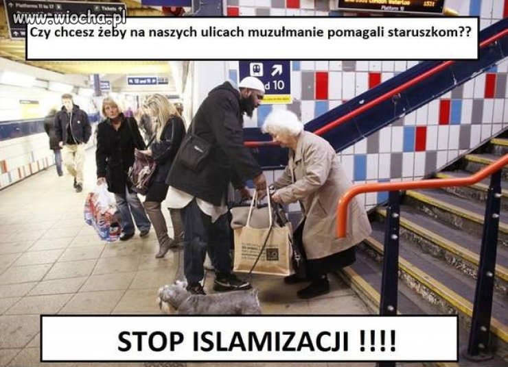 Wstrętny brudas pomaga staruszce w metrze!