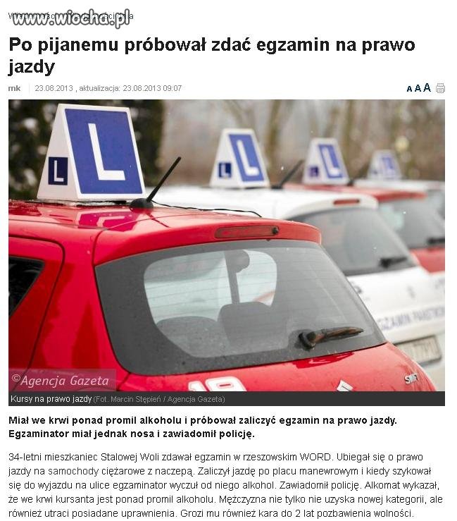 Jak na egzamin na prawko...