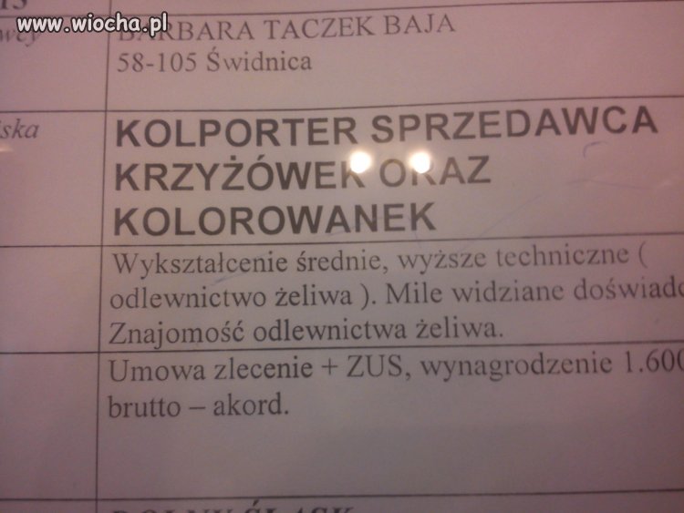 Praca - wymagane doświadczenie...