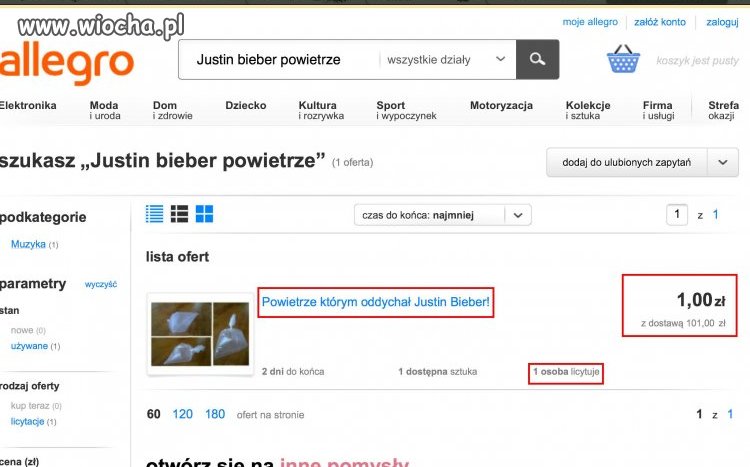 " Powietrze którym oddychał Justin Bieber! "