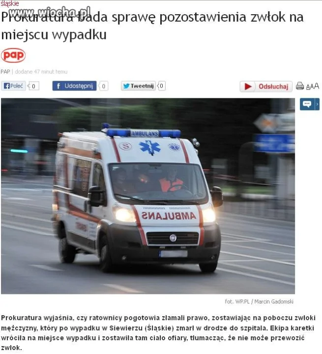 Lepiej nie umierać w karetce