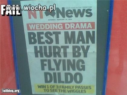Drużba zraniony przez latające dildo
