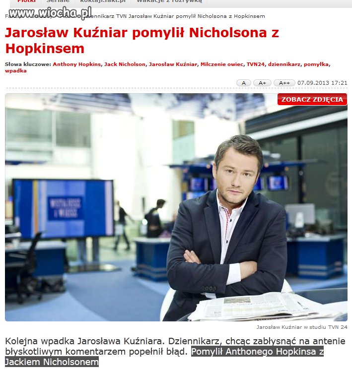 Kolejna wpadka dziennikarza