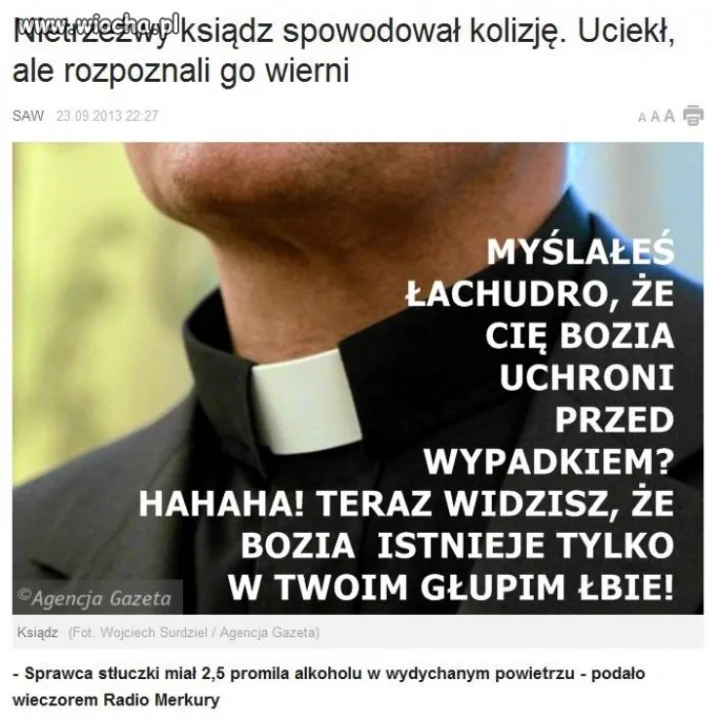 Pijani księża za kółkiem stają się plagą...