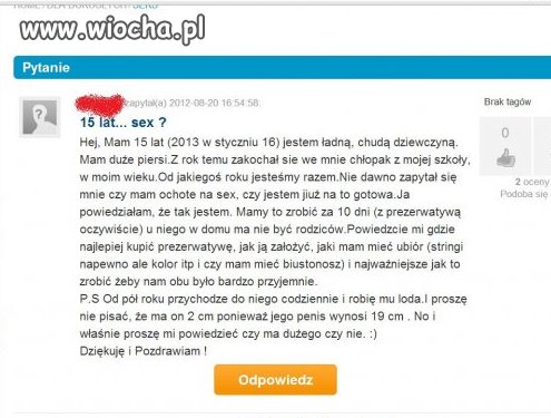 15 lat, a już sex w głowie!!