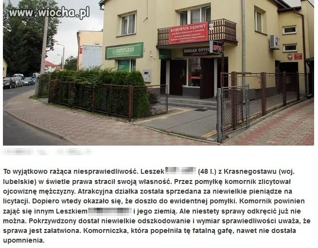 Wiocha dla sądów i komornika