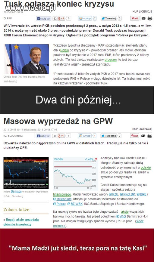 Tusk ogłasza koniec kryzysu...