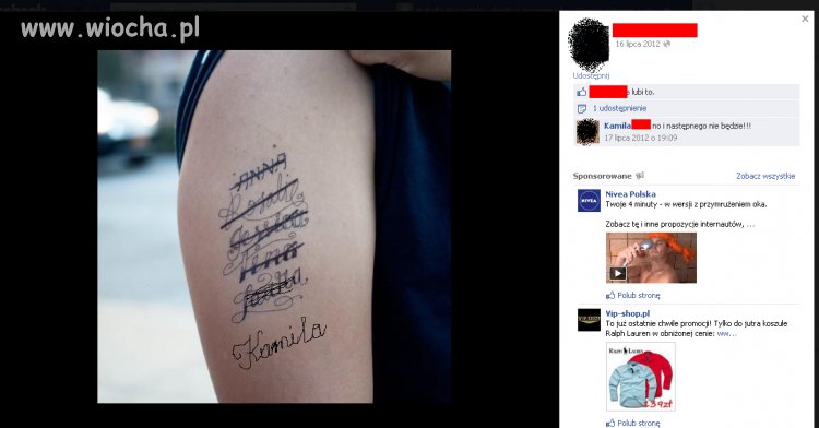 Tatuaże imion  swoich byłych
