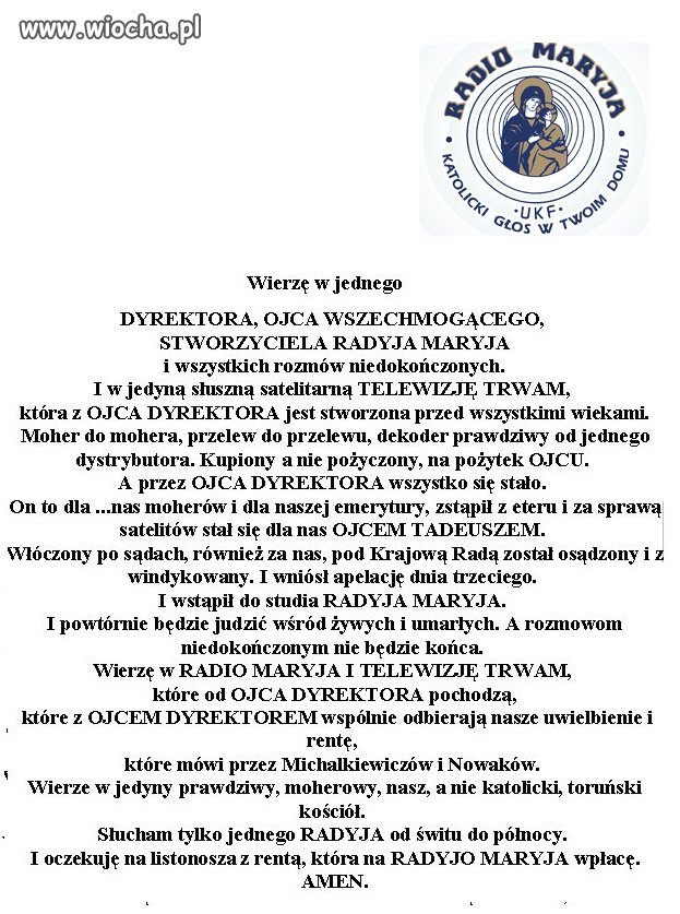 Oficjalna modlitwa Radio Maryja...