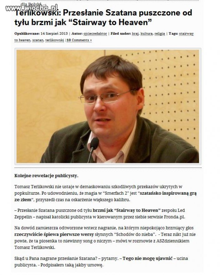Terlikowski podpisał umowę z szatanem. 