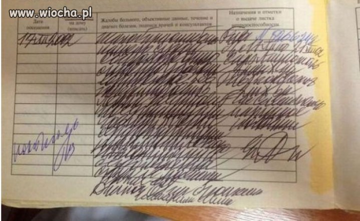 Pan doktor(Rosja)wypisał kartę pacjenta