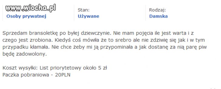 Sprzedam bransoletkę po byłej...