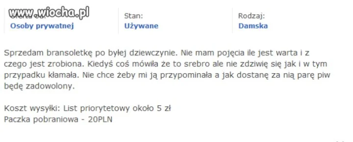 Sprzedam bransoletkę po byłej...