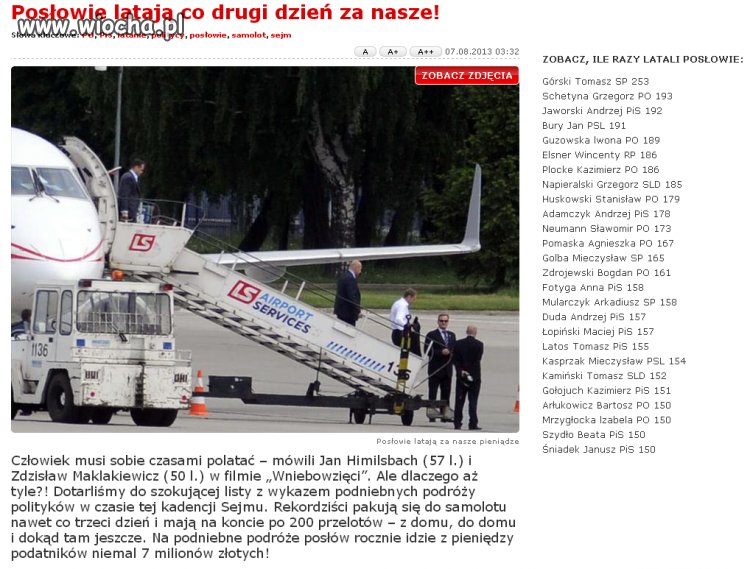 Jakim prawem latają samolotami co 2 dni za nasze?