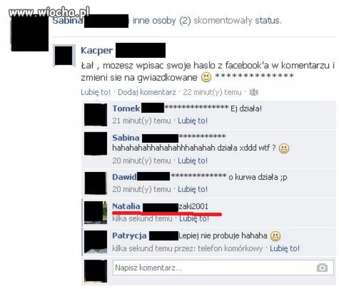 Wpisz swoje hasło na FB w komentarzu...