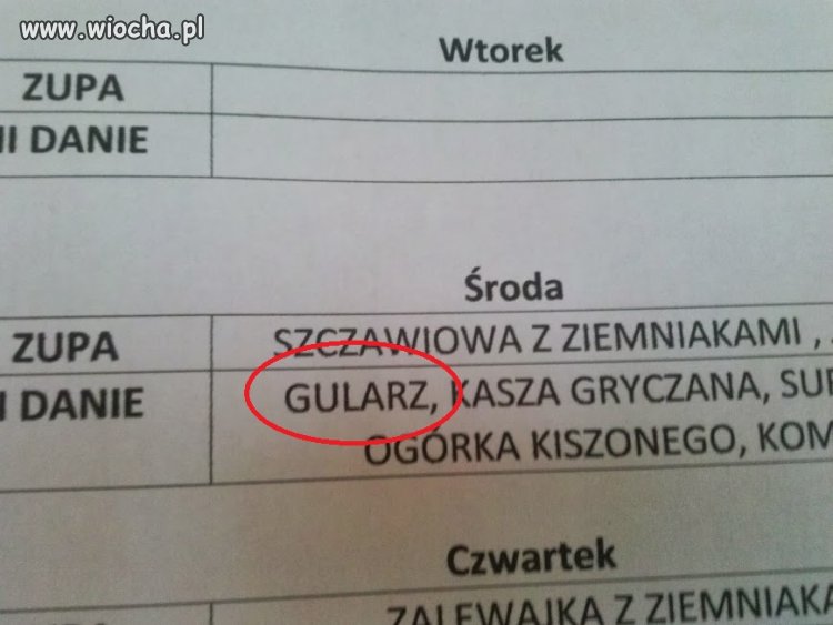 A dziś w szkole na obiad...