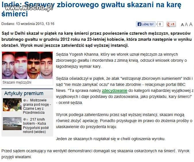 To jest odpowiednia kara za gwałt