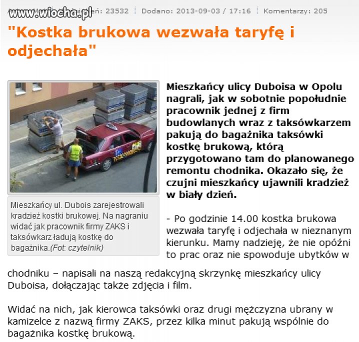 Kostka brukowa wezwała taryfe