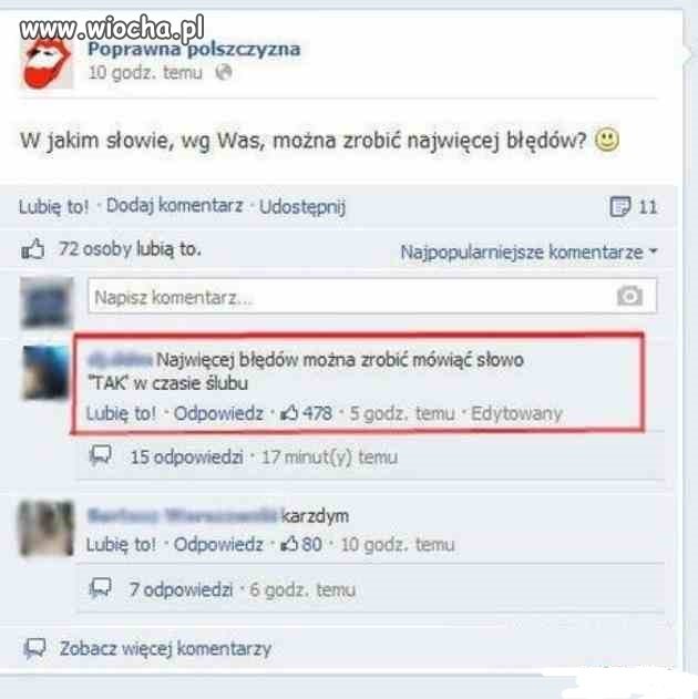 W jakim słowe można zrobić najwięcej błędów??