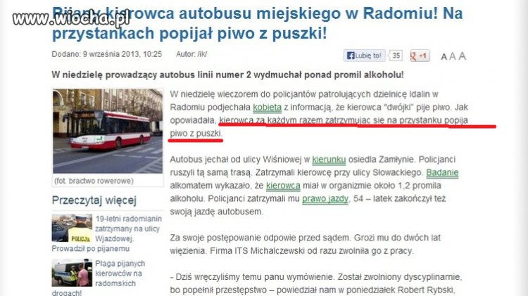 Pijany kierowca autobusu...Co przystanek.browarek