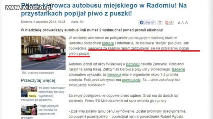 Pijany kierowca autobusu...Co przystanek.browarek