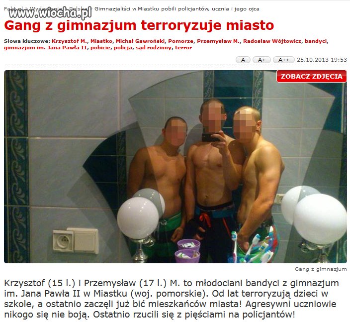 Gang z gimnazjum terroryzuje miasto