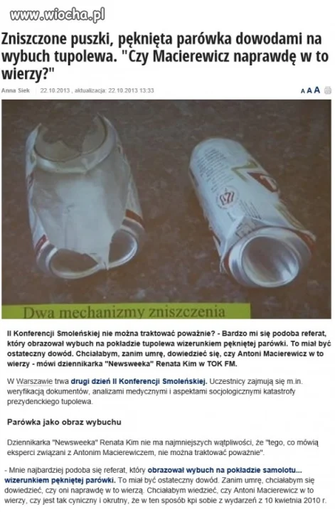 Puszki i parówki...dowody ekipy Macierewicza