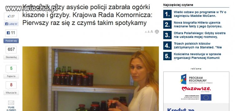 Komornik zabrał przetwory, za długi męża
