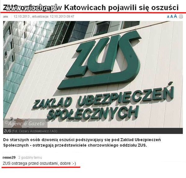 ZUS ostrzega