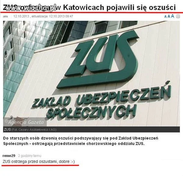 ZUS ostrzega