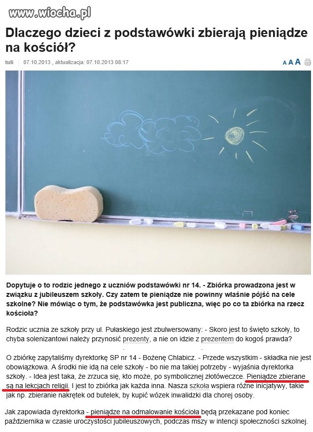 Na religii dzieci zbierają na odmalowanie kościoła