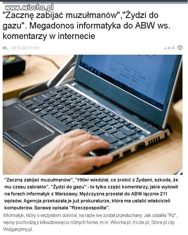 Wolność słowa w Polsce kończy się tam gdzie się...