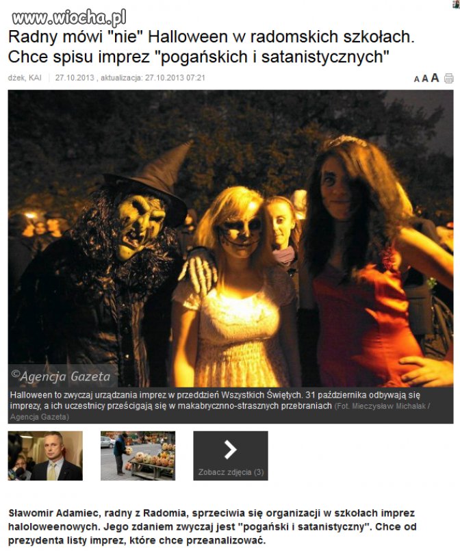 Radny Z PIS-u nie chce Halloween