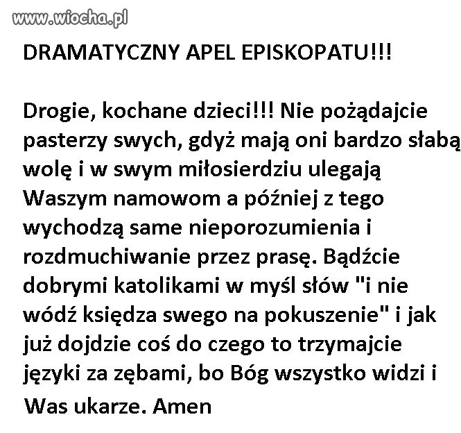Dramatyczny Apel Episkopatu!!!