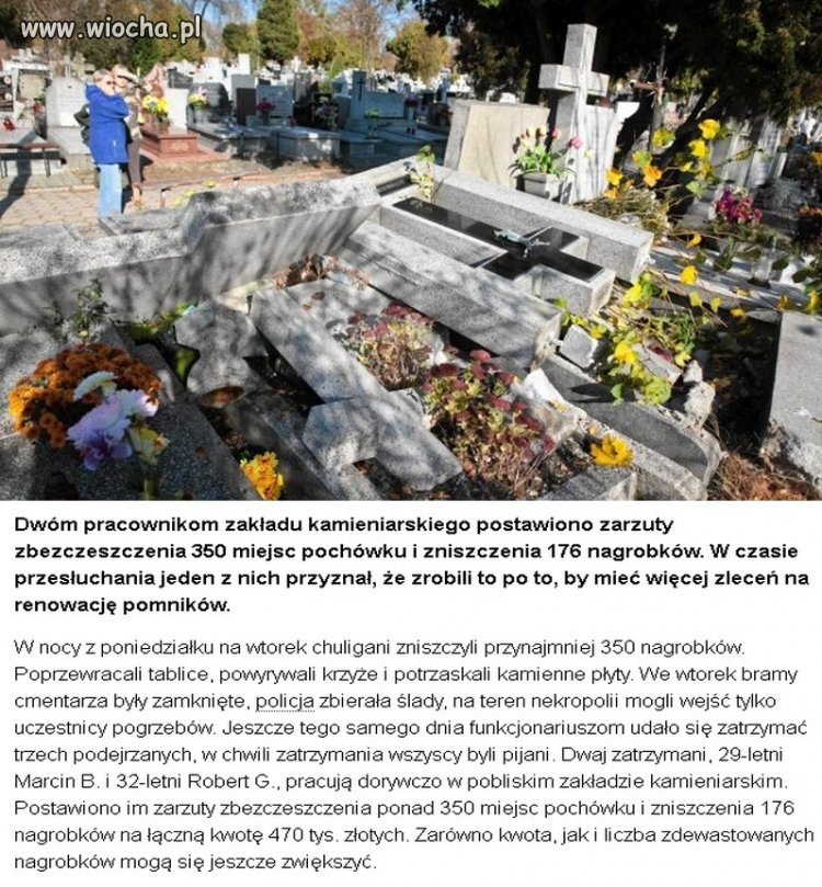Kamieniarze zniszczyli 350 nagrobków