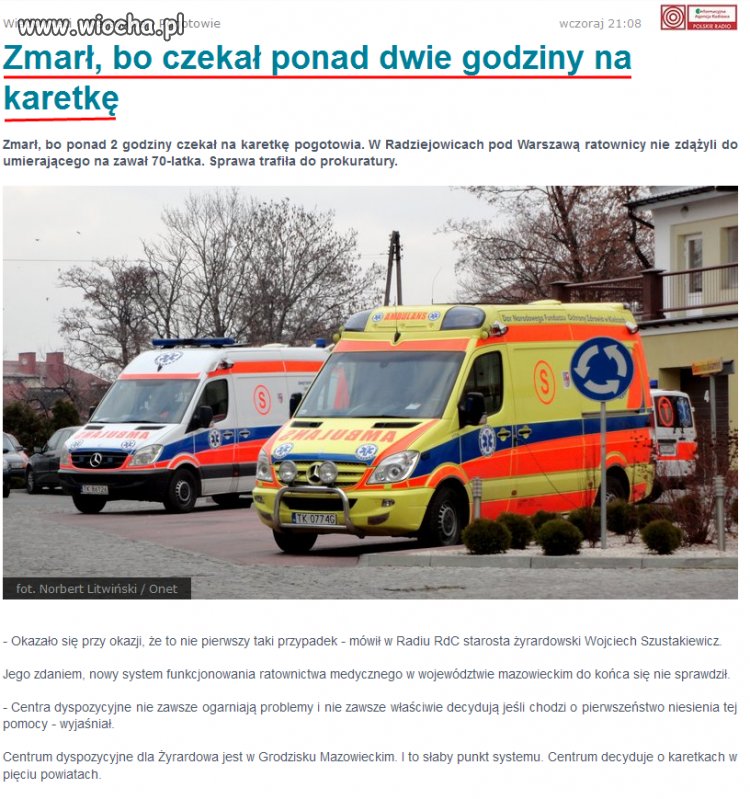 Zmarł bo czekał 2 godziny