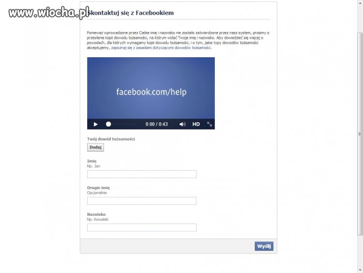 Facebook "Proszą" Mnie wysłanie ksera dowodu