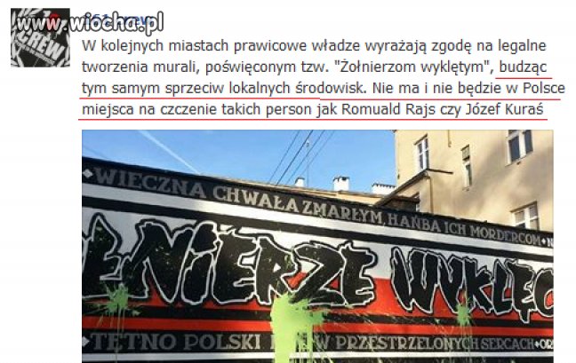 Zniszczony murał poświęcony Żołnierzom Wyklętym
