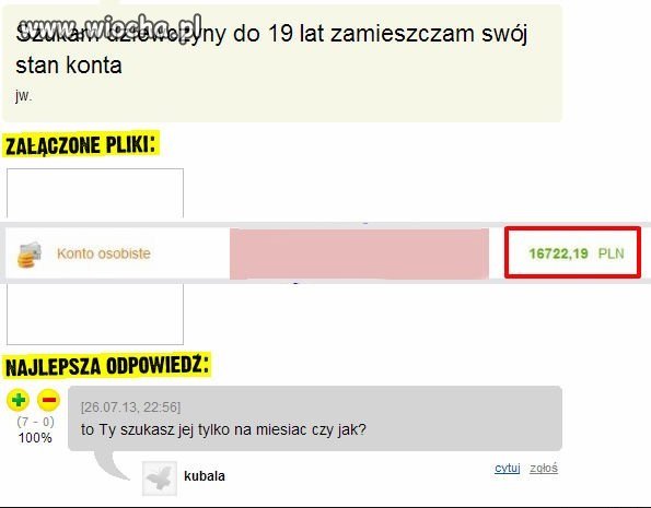 Szukam dziewczyny, stan konta