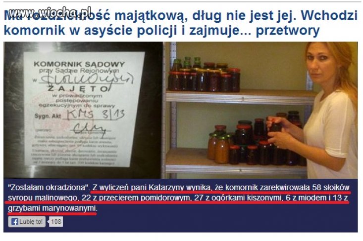 Dług nie jest jej mimo to komornik ją okradł...