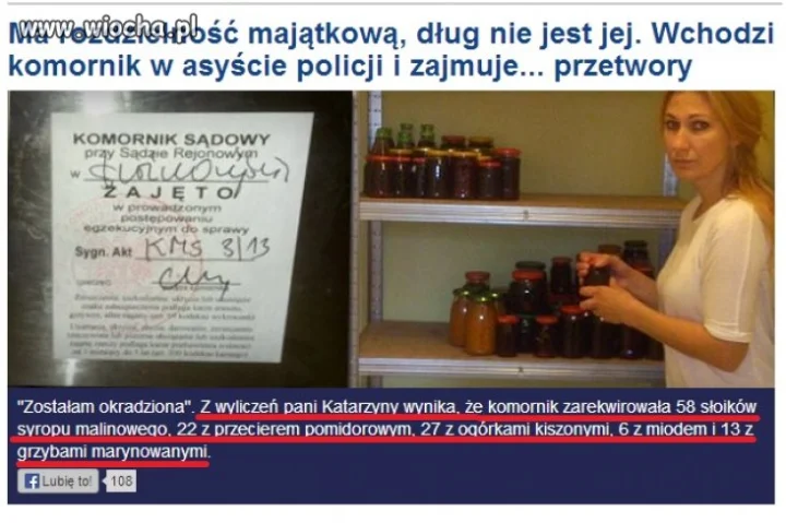 Dług nie jest jej mimo to komornik ją okradł...