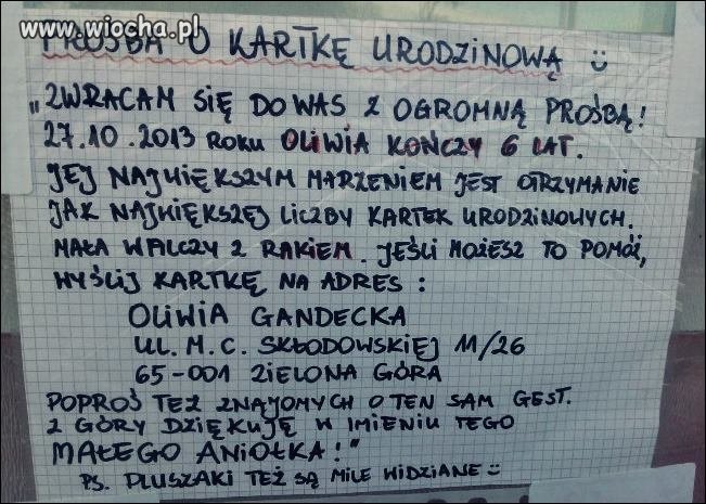 Prośba o kartkę urodzinową 